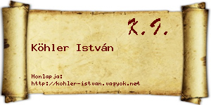 Köhler István névjegykártya